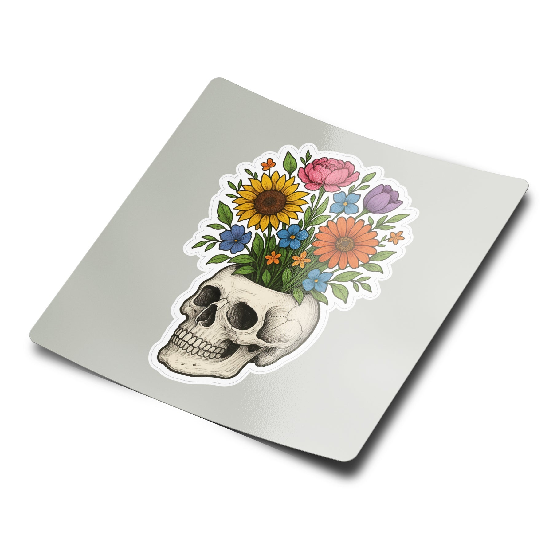 Skull and Flowers Sticker